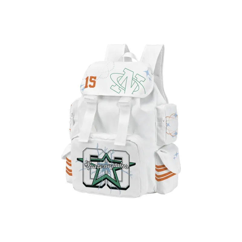 COEXISTENCE Polyester Commute Travel Versatile Backpacks Large Size Unisex White-39