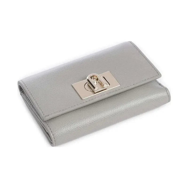 Furla 1927 Collection Grain Leather Wallet Medium Size Women's Light Gray-2