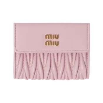 MIU MIU Lambskin Wallet Small Size Women's Snowflake Gypsum Pink
