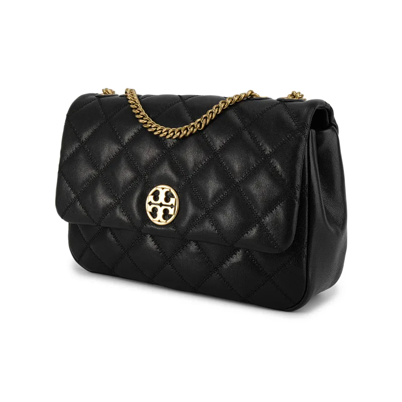 TORY BURCH TB Willa Cow Leather Shoulder Bag, Crossbody Bag Tubas Women's Black-1