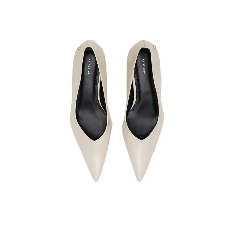 Anine Bing HILDA Irregular Heel High Heels 4cm Women's White-3