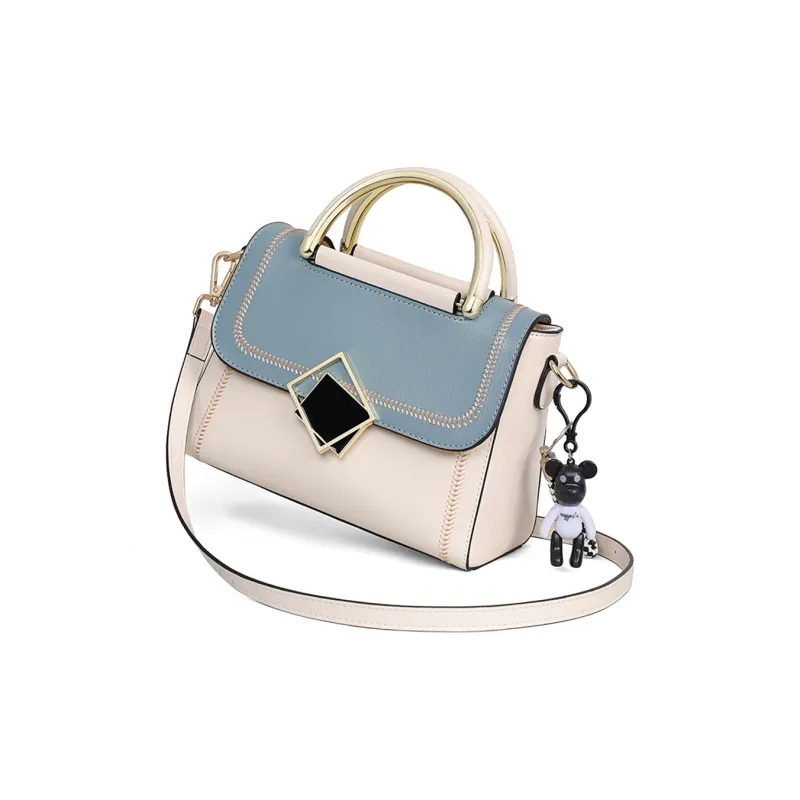 COMELY Cow Leather Handbag, Shoulder Bag, Crossbody Bag Regular Women's Blue & White-1