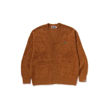 A BATHING APE Solid Camo Jacquard One Point Cardigan