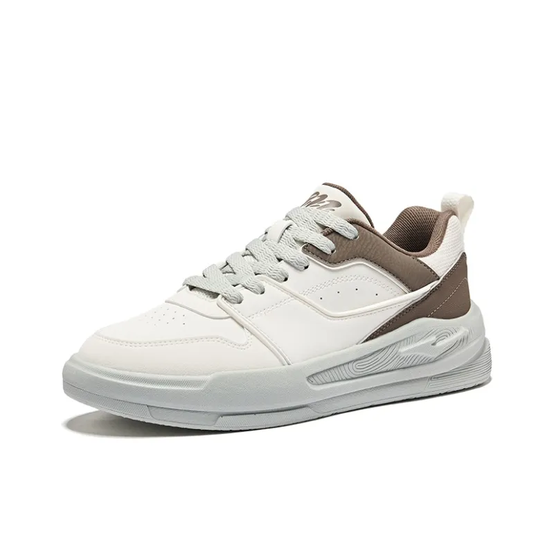 Erke Anti Slip And Wear Resistant Breathable Low Top Skateboard Shoes Men's Microcrystal White Brown Stone-2