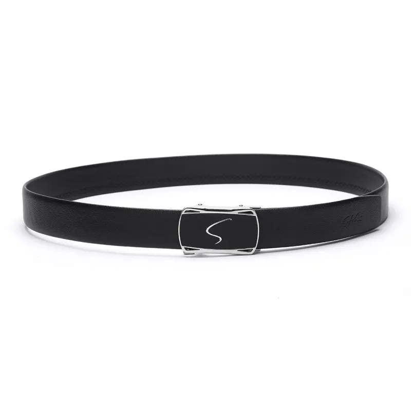 Satchi Cow Leather Leather Belts Men's Black Width 3.4cm-3