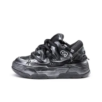 CN Skate Height Increasing Wear Resistant Lightweight Slip Resistant Low Top Skateboard Shoes Unisex Silver Black
