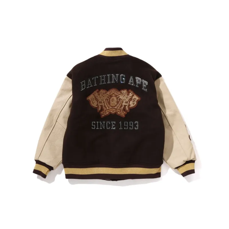 Bape Line Camo Multi Logo Wool Varsity Jacket-1