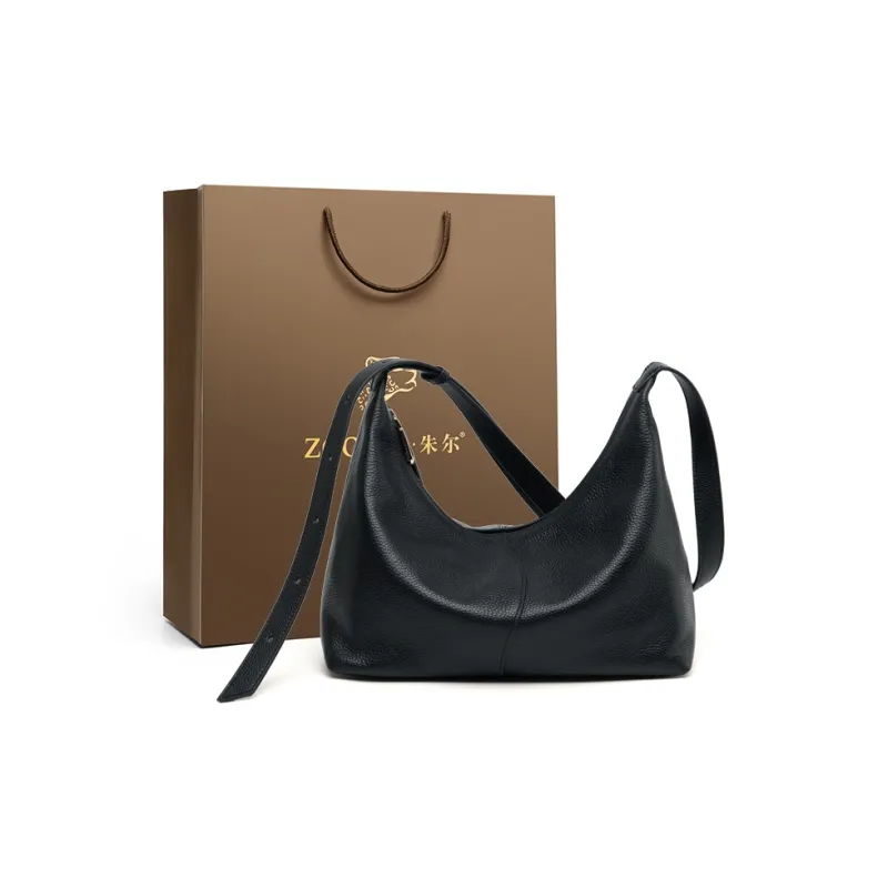 ZOOLER Top Grain Cow Leather Commute Practical Shoulder Bag Women's Black/Vintage Brown/Soft Apricot-0