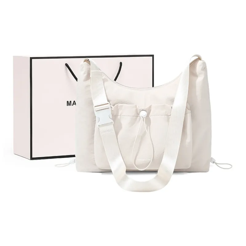 MAKEUP KITTEN Nylon Fabric Shoulder Bag Crossbody Bag Women's Apricot-0