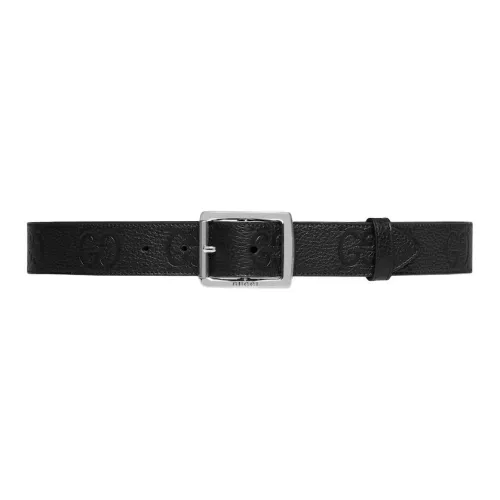 GUCCI Leather, Rubber Leather Belts Unisex Black Width 3.5CM