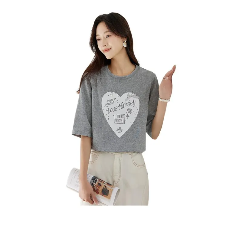OUNIXUE T Shirts Women's Gray-2
