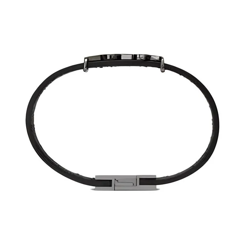 SAINT LAURENT Leather Metal Calfskin Bracelets Men's Black-2