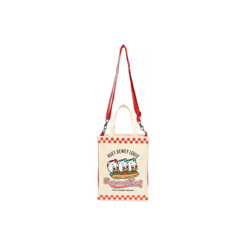 Disney Canvas Bag Shoulder Bag Crossbody Bag Handbag Women's Beige & Red-0