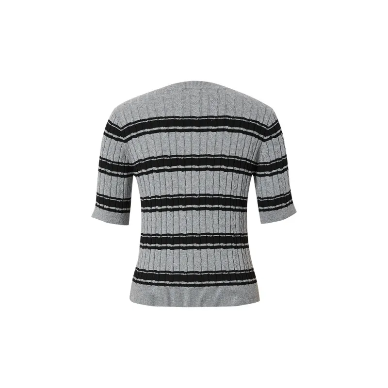 Hopeshow Knitwear Women's Gray Stripes 711-1