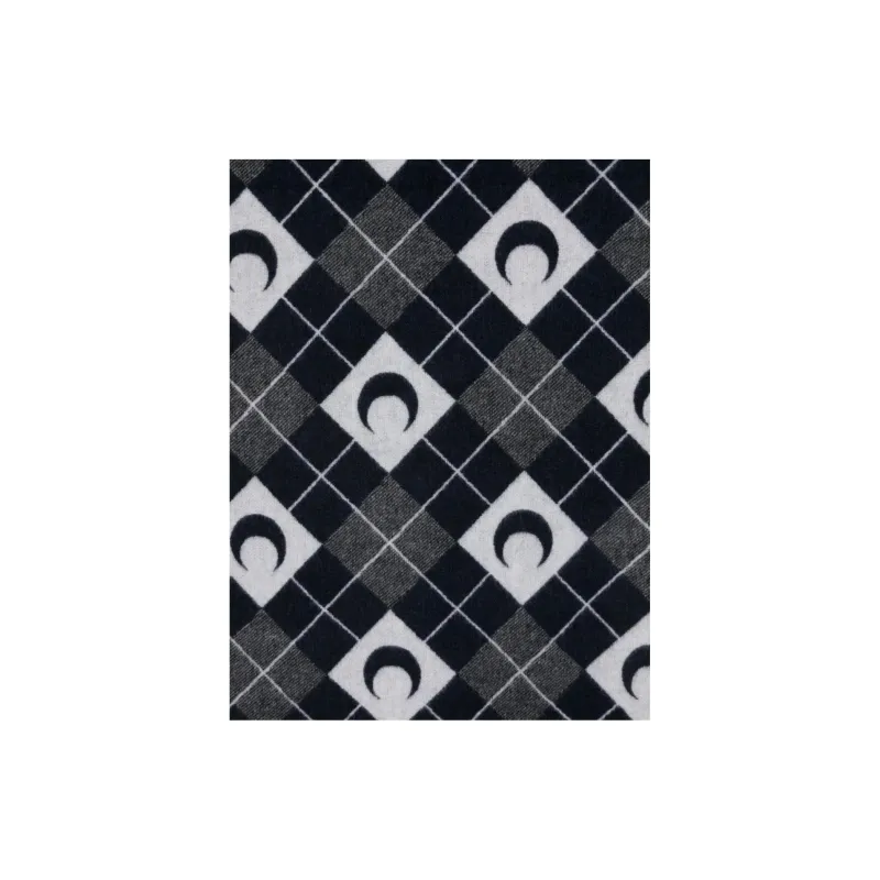 Marine Serre Virgin Wool Knitted Fabric Knit Scarves Men's Black-1