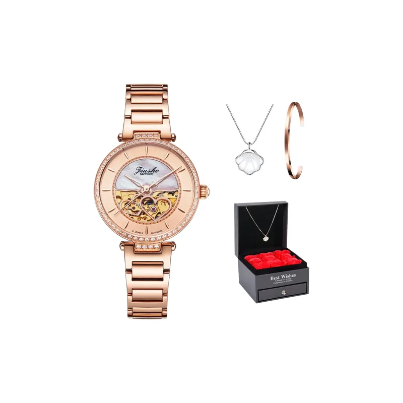JIUSKO Automatic/Manual Mechanical Movement Stainless Steel Watchband Watch Women's Watch White Dial-7