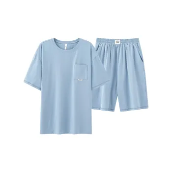 White Ran Pajama Set Men's Sky Blue