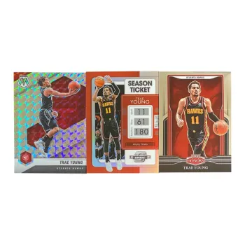 PANINI 2021 22 Hawks Trae Young Mosaic Fold Ball Game Ticket Sports Cards 3 Pcs