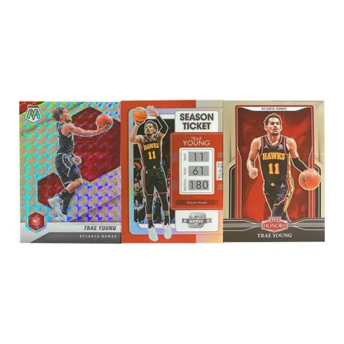 PANINI 2021 22 Hawks Trae Young Mosaic Fold Ball Game Ticket Sports Cards 3 Pcs