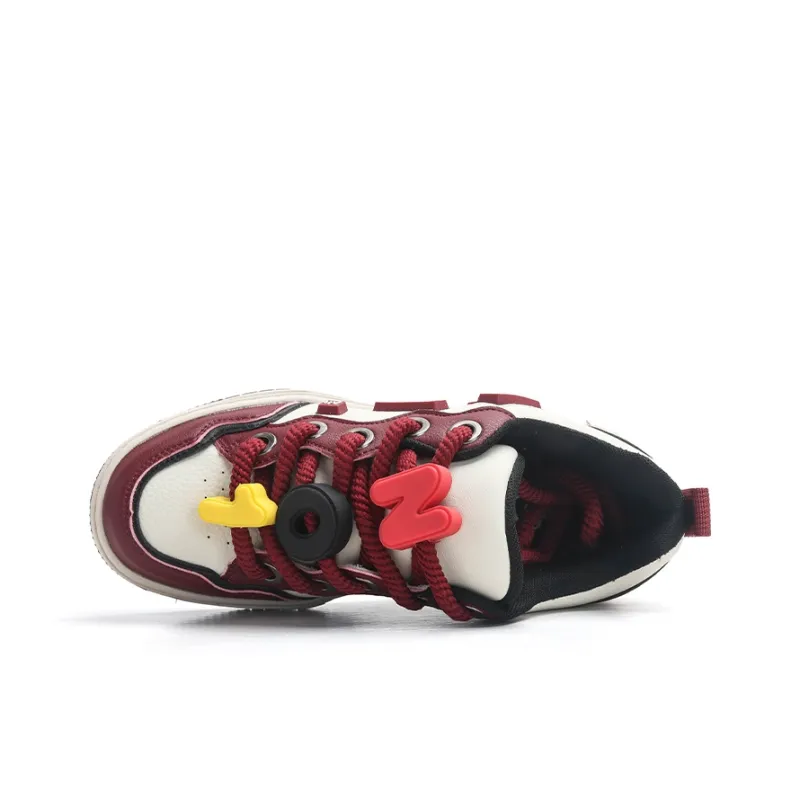 Nam Po Wan x Jifffly Slip-Resistant Water-Resistant Balance Low-Top Skateboard Shoes Unisex Beige Burgundy-4