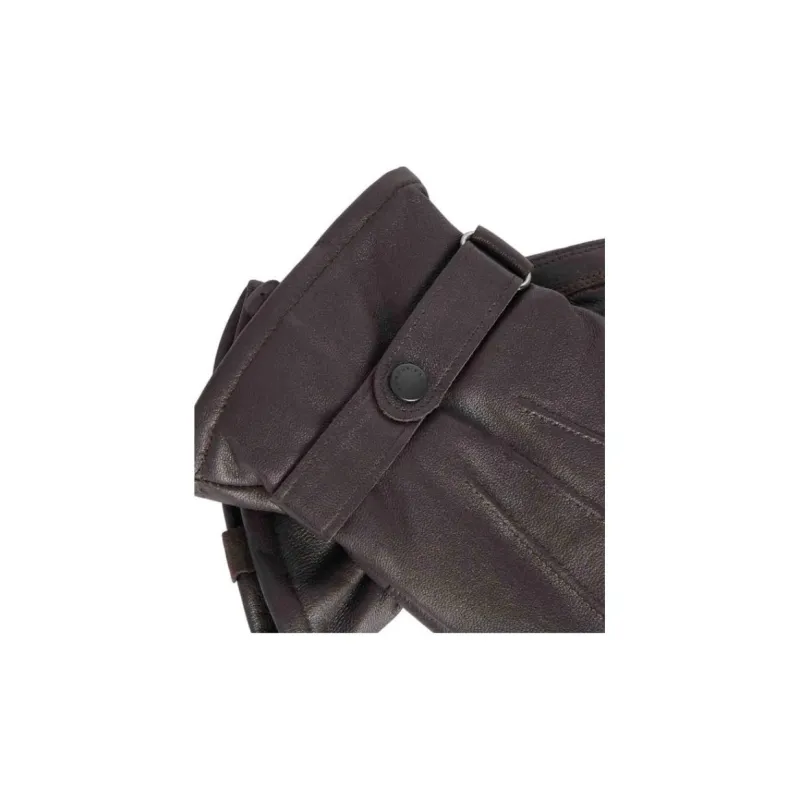 BARBOUR Leather Knit Gloves Unisex Brown-3