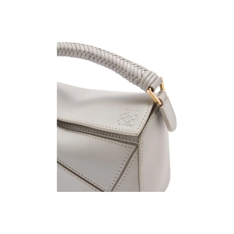 LOEWE Puzzle Smooth Calf Leather Handbag Mini Women's Shell Gray-6