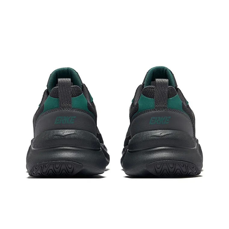 Erke Anti-Slip Wear-Resistant Low-Top Casual Shoes Men's Black Soil Carbon Gray-3
