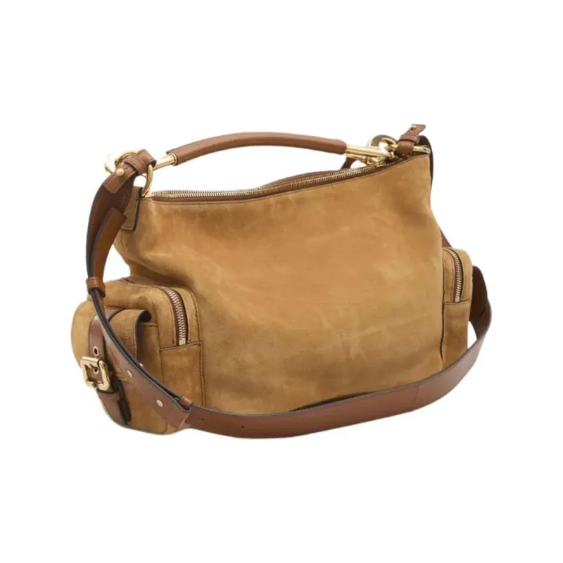 Chloe Buffalo Leather Quality Camera Bag One Shoulder Handbag Medium Size Women's Brown-1