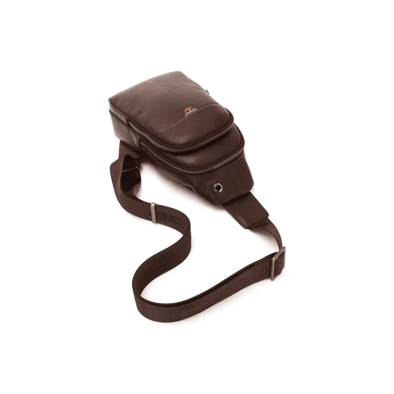 RED DRAGONFLY Cow Leather With Fabric Sling Bag Men's Black/Coffee-11