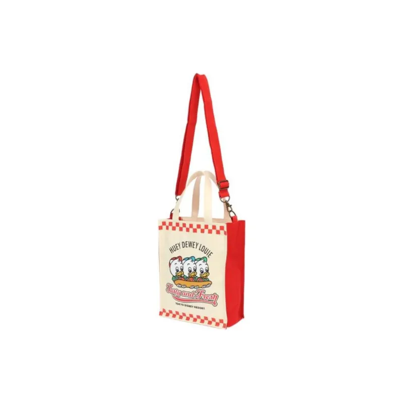 Disney Canvas Bag Shoulder Bag Crossbody Bag Handbag Women's Beige & Red-1