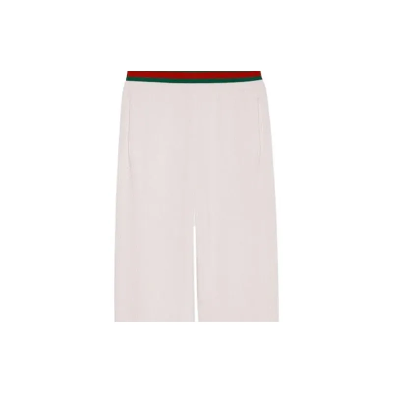 GUCCI SS24 Knitted Sports Pants Women's Ivory White-5
