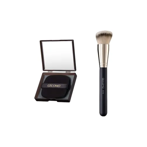 GECOMO 170 Foundation Brush+Oil Absorbing Paper Combination, Built in Mirror Powder Puff, Makeup Tool