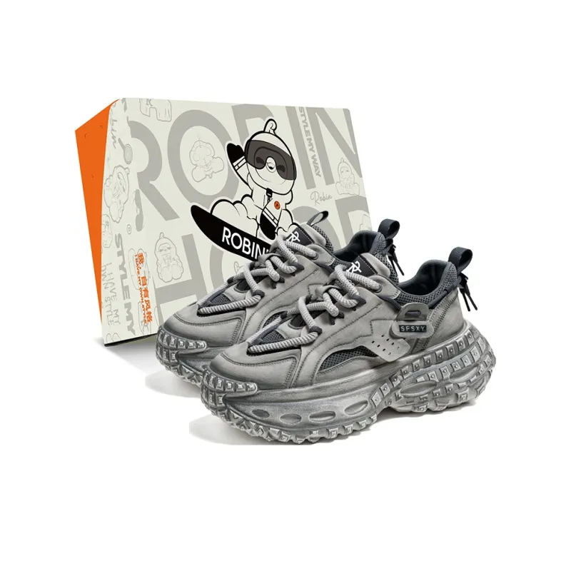 ROBINHOOD Cushioning, Slip Resistant, Abrasion Resistant, Coverage, Height Increasing Low Top Chunky Sneakers Men's Box-0