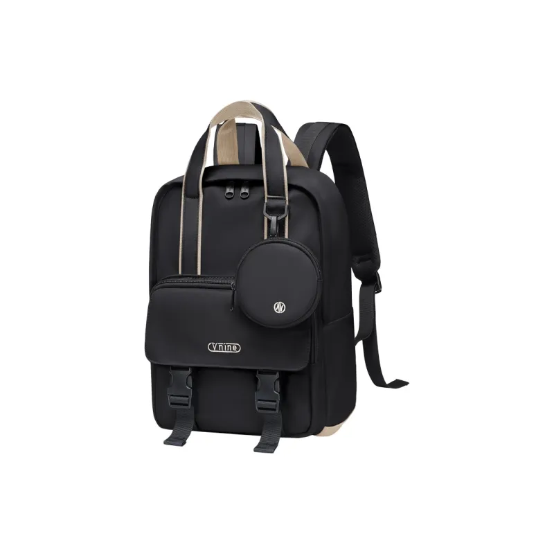 V.NINE Fabric Backpack Regular Unisex Creamy Apricot/Glutinous Rice Black-7