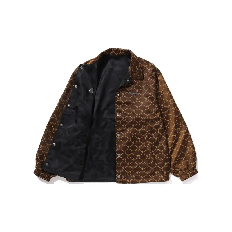 Bape Solid Camo Jacquard Nylon Reversible Coach Jacket-10