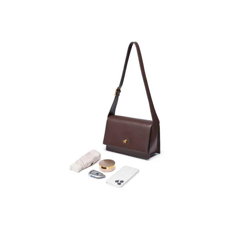 Chrisdien Deny Cow Leather Small Square Bag Shoulder Bag Shoulder Bag Regular Women's Coffee/Light Brown/Black-4