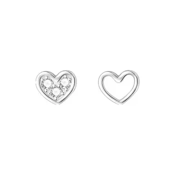 Heart Grass 999 Fine Silver Stud Earrings Women's