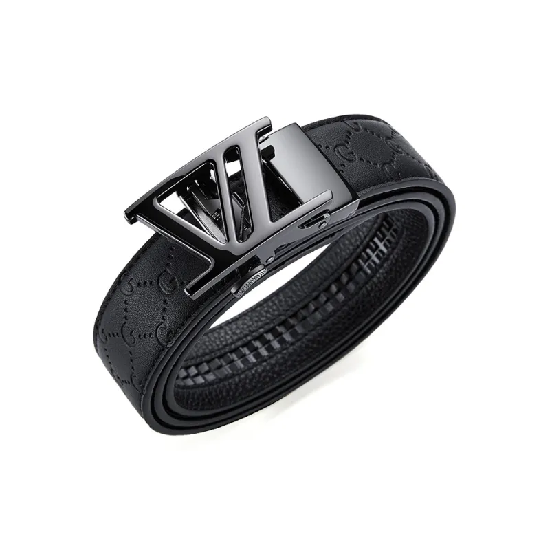 Jeccieziio Top Grain Cow Leather Belt Men's Gunmetal, Gold, Silver Width 3.5cm Gift Box Set-0