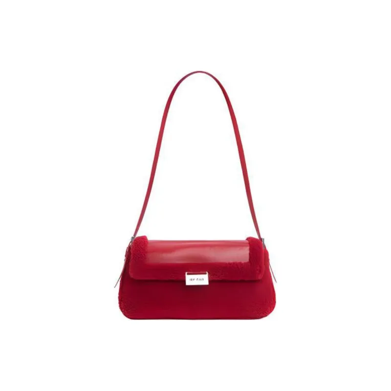 By Far Matilda Sheepskin Crossbody One Shoulder Handbags Women's Red-1