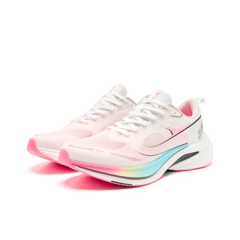 QIAODAN Cushioned Slip-Resistant Abrasion-Resistant Low-Top Casual Running Shoes Men's White Pink-2