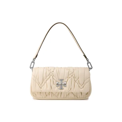 TORY BURCH Kira Nappa Leather Handbag Shoulder Bag Small Size Women's Light Cream White