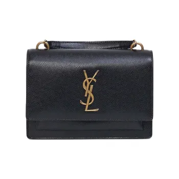 SAINT LAURENT CASSANDRE Leather Handbag Small Size Women's Black