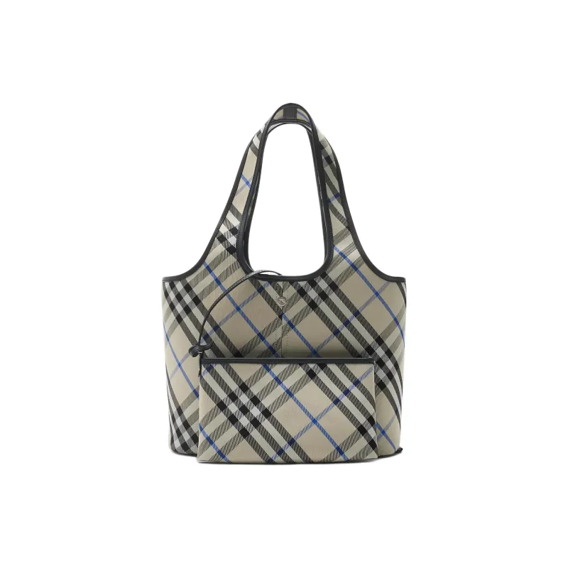 Burberry Cotton Tote Bag, Shopping Bag, Shoulder Bag Trumpets Women's Blue & Gray-1