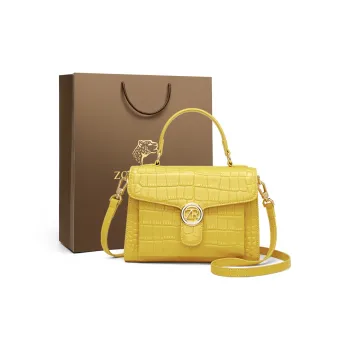 ZOOLER Top Grain Cow Leather Shoulder Bag, Crossbody Bag, Handbag Regular Women's Ecru/Black/Egg Yellow