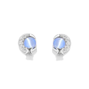 Clect Glass Cat Eye Stud Earrings Women's