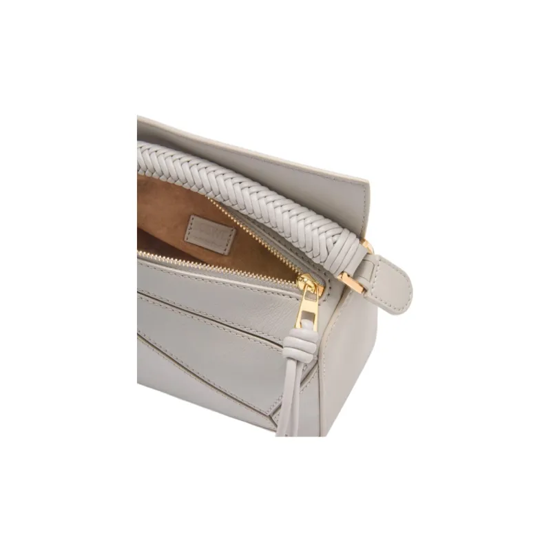 LOEWE Puzzle Smooth Calf Leather Handbag Mini Women's Shell Gray-5