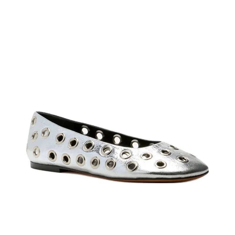 PROENZA SCHOULER Glove Grommet Casual Single Shoes Women's Silver-2