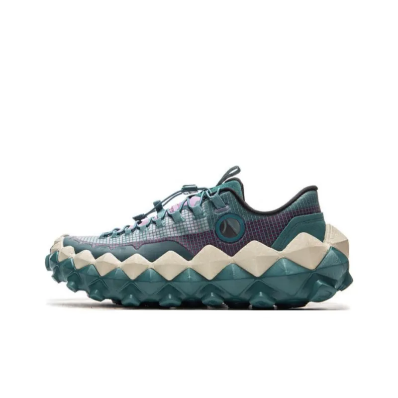 LiNing Cushioning Lightweight Low Top Casual Shoes Unisex Green Purple-0