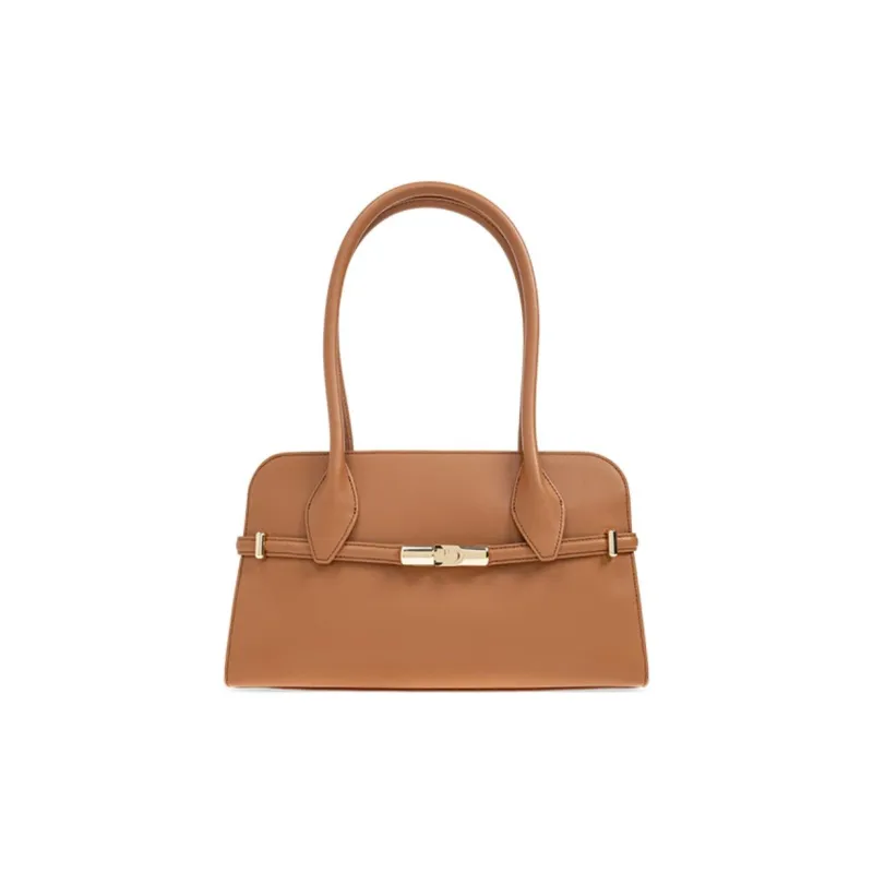 Furla GOCCIA Leather One Shoulder Handbag Medium Size Women's Brown-0