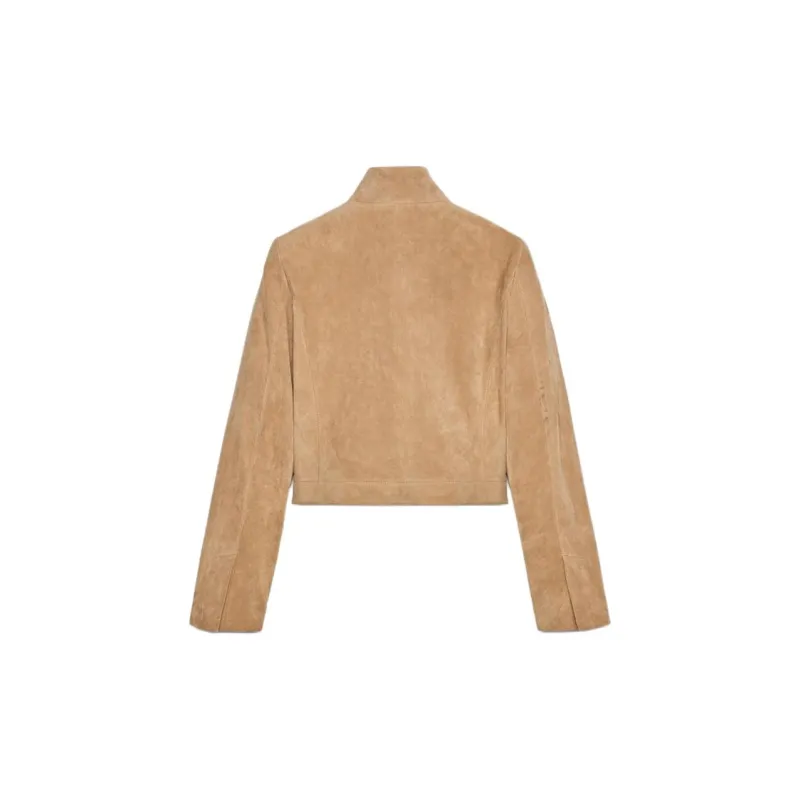 ZARA Leather Jacket Women's Light Beige-1